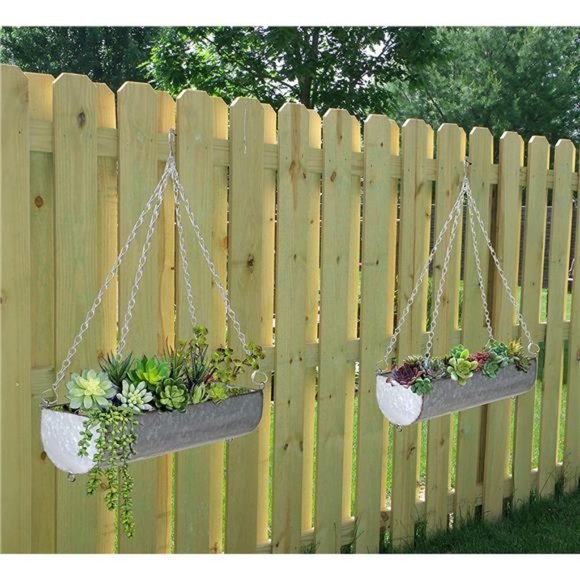 Galvanized Metal Farmhouse Wall Hanging Planter, Plant Holders Indoor - Picture 4 of 7